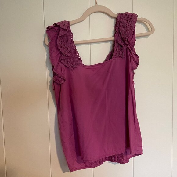 Sezane Lexy Blouse Square Neck Frill Cotton Top - Picture 7 of 7